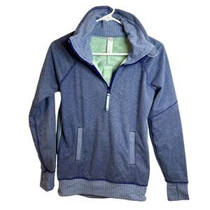 Ivivva Lululemon Shiver Stopper Fleece Pullover Girls Size 12 Blue Herringbone